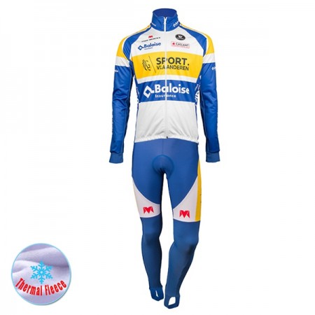 Tenue Cycliste Manches Longues et Collant à Bretelles 2018 Sport Vlaanderen-Baloise Hiver Thermal Fleece N001